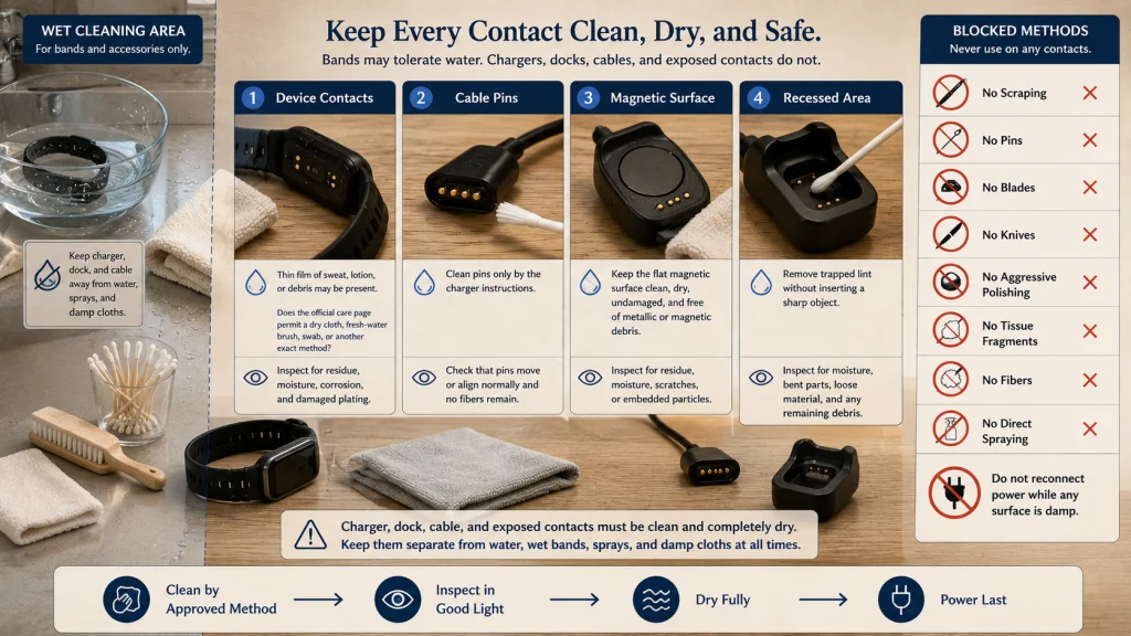 Clean Fitness Tracker Charging Contacts