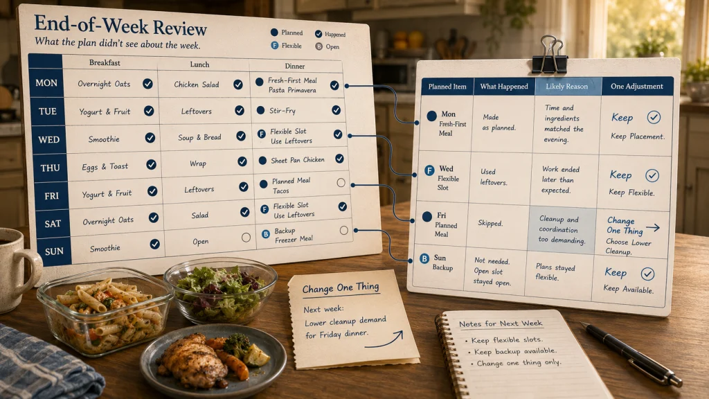 End of Week Meal Plan Review