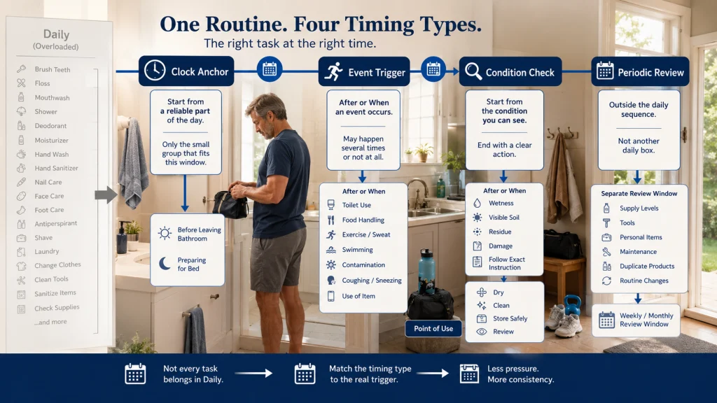 Four Hygiene Timing Types