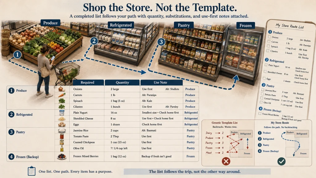 Grocery List by Store Route