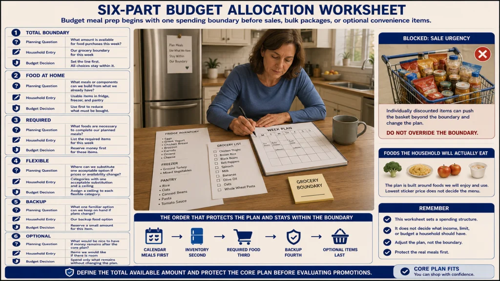 Meal Prep Spending Boundary Worksheet