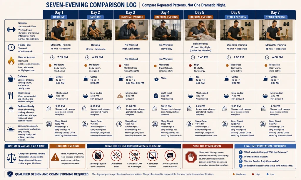 One Week Evening Exercise and Sleep Comparison