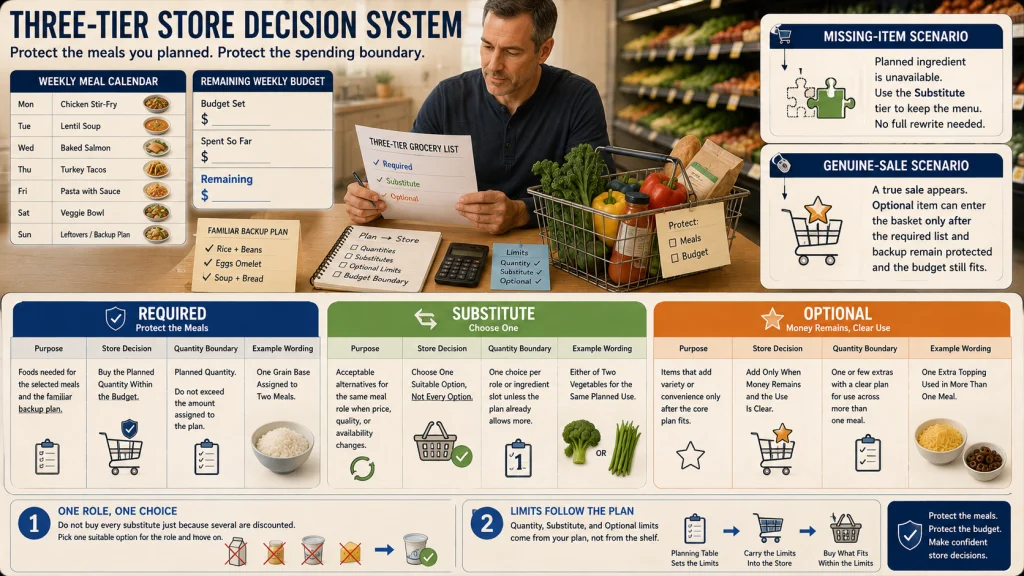 Required Substitute and Optional Grocery List