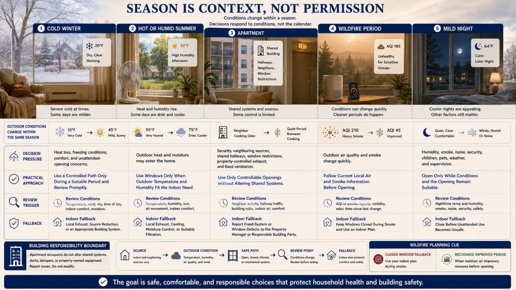 Seasonal and Building Window Ventilation Scenarios