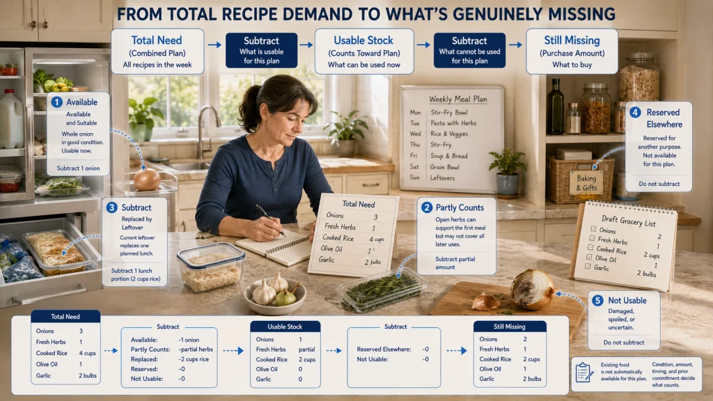 Subtract Food Already at Home