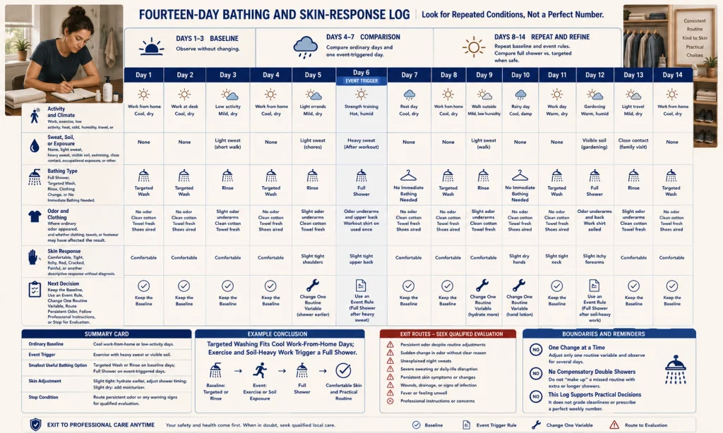 Two Week Bathing and Skin Response Log