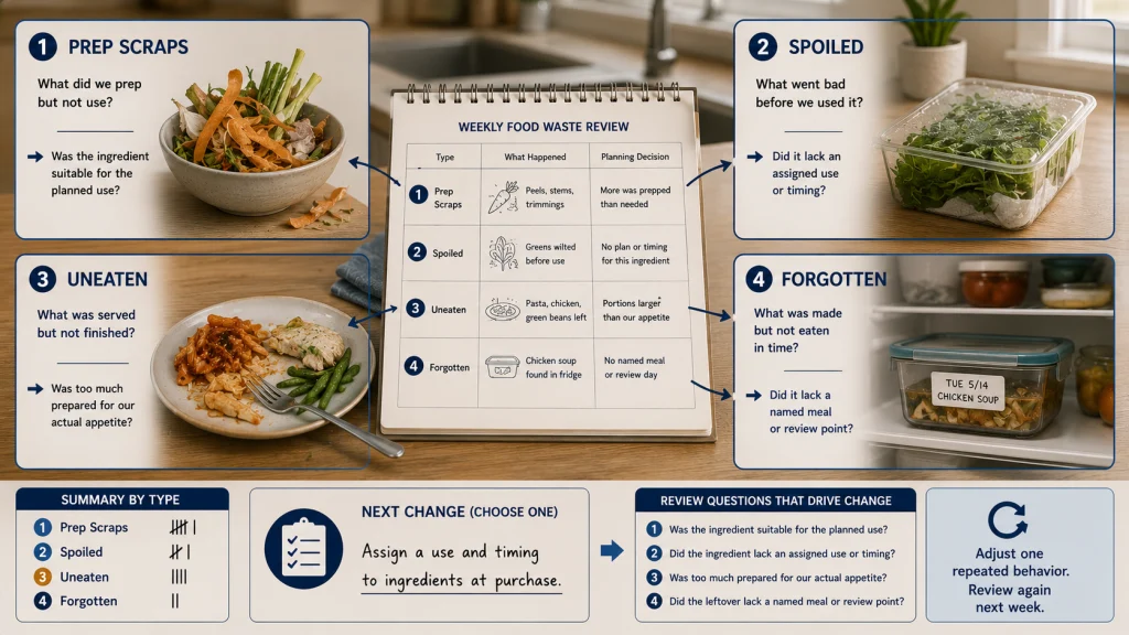 Four Type Food Waste Log