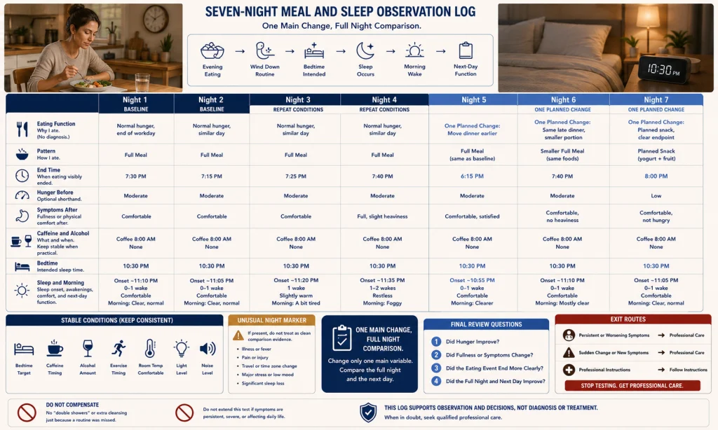 Seven Night Meal and Sleep Observation