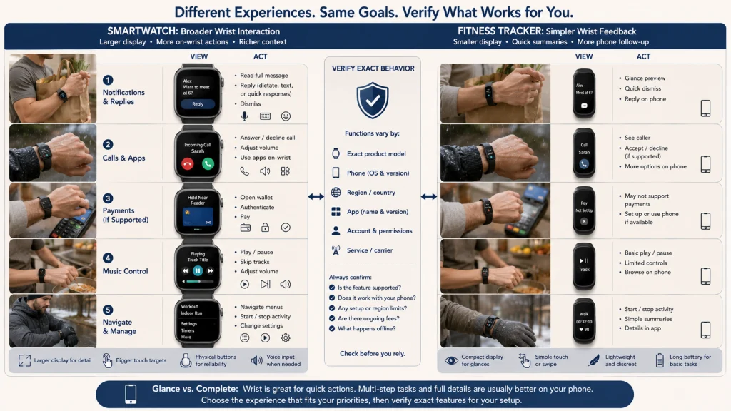 Smartwatch vs Tracker Interaction Matrix