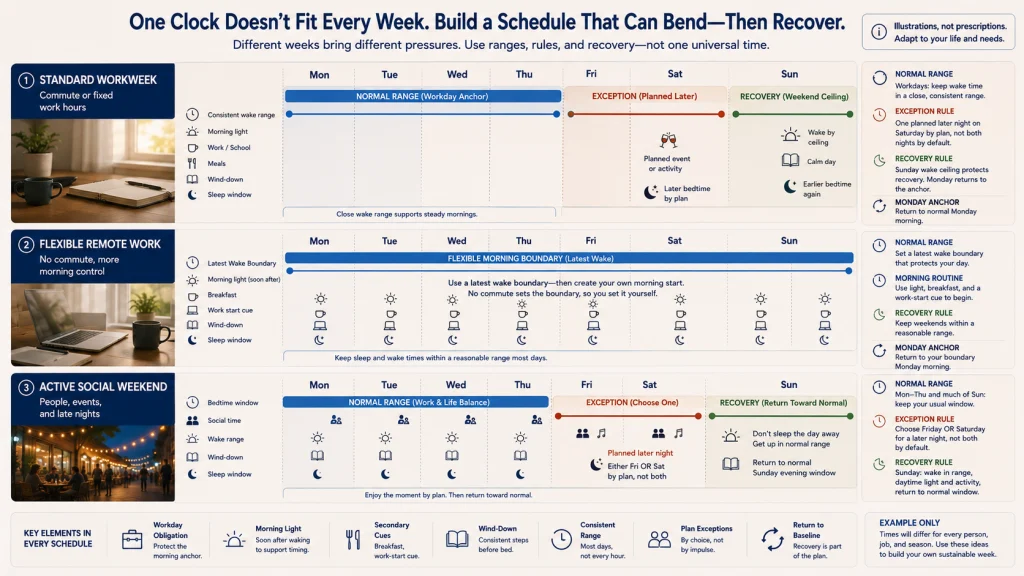 Three Realistic Weekly Sleep Schedules