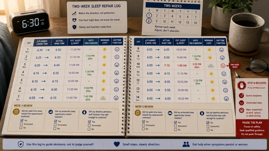 Two Week Sleep Schedule Log