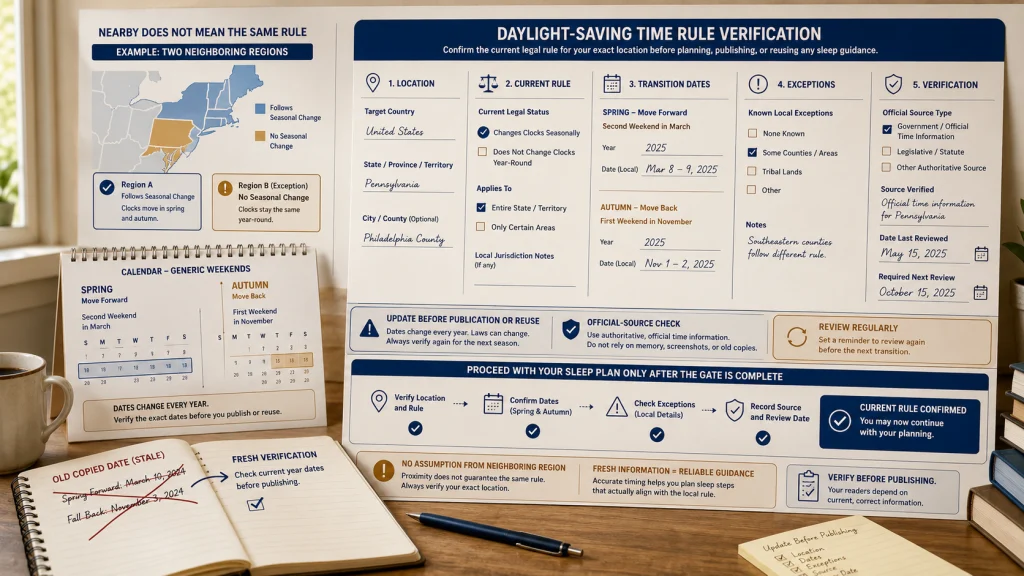 Daylight Saving Location and Date Verification