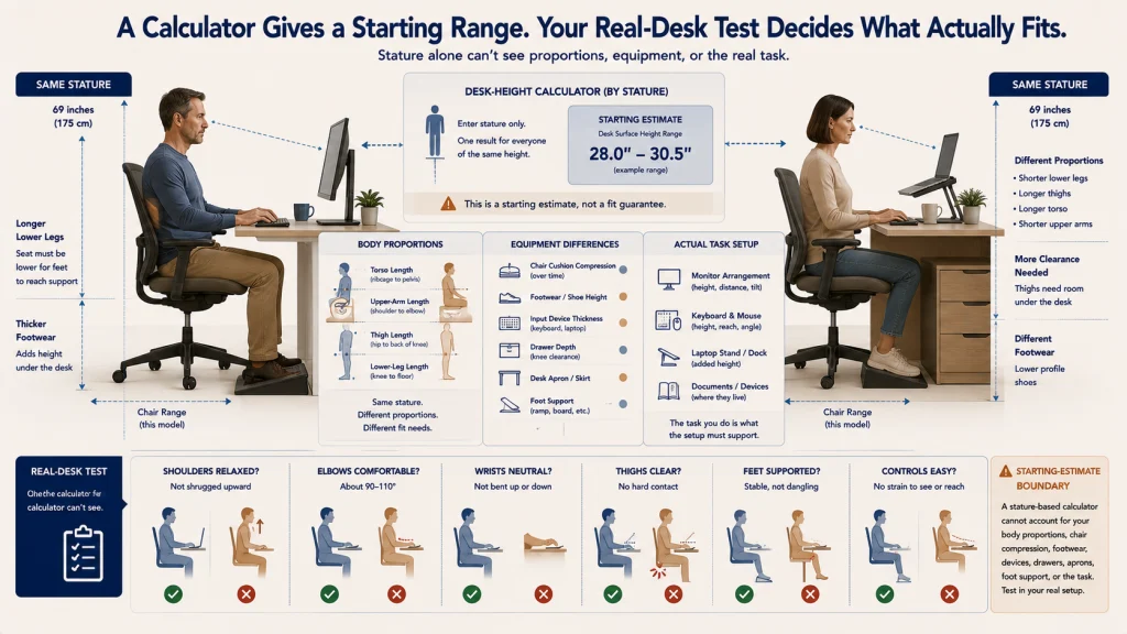 Desk Height Calculator Limits