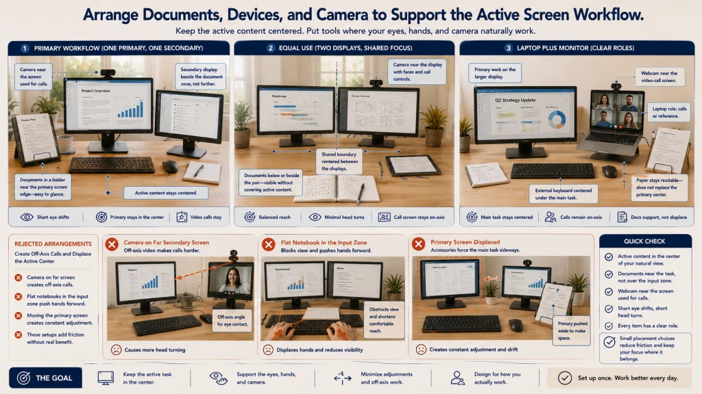 Dual Monitor Documents and Webcam Layout