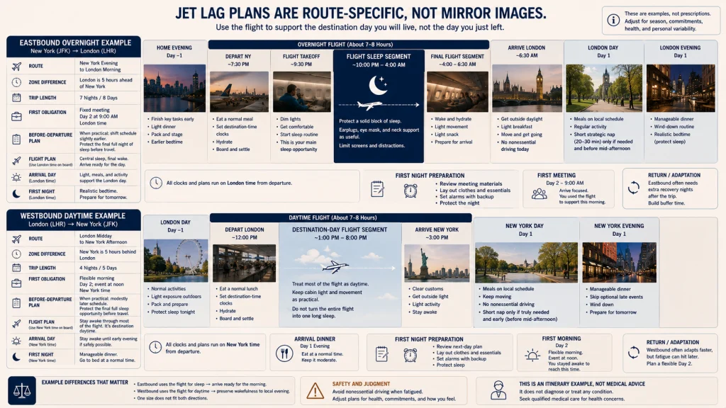 Eastbound and Westbound Jet Lag Plans