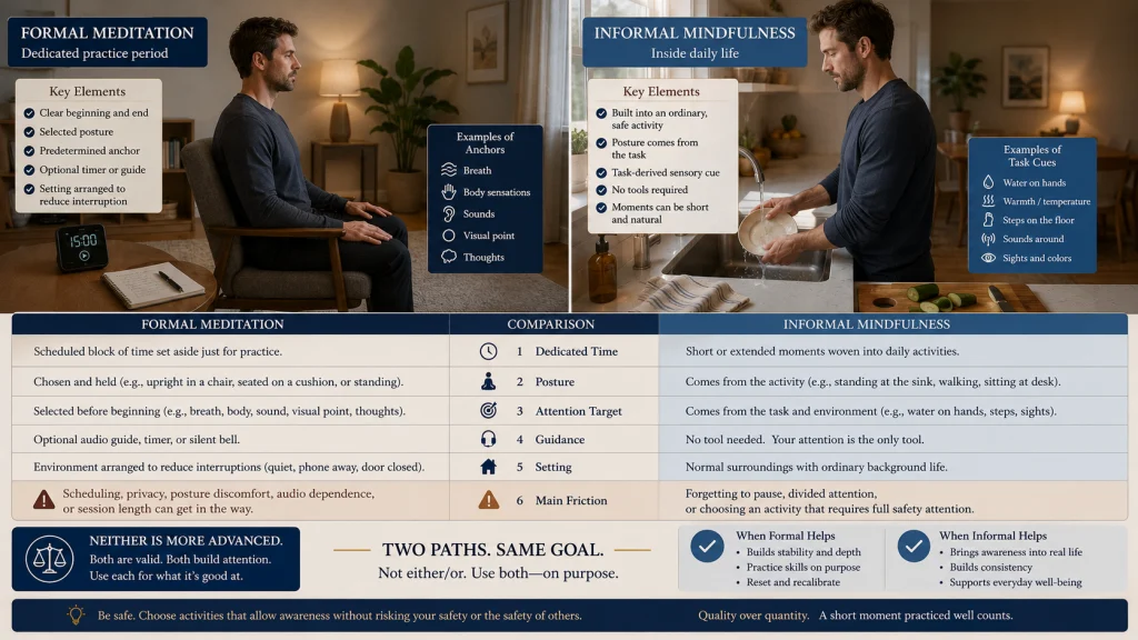 Formal Meditation vs Informal Mindfulness