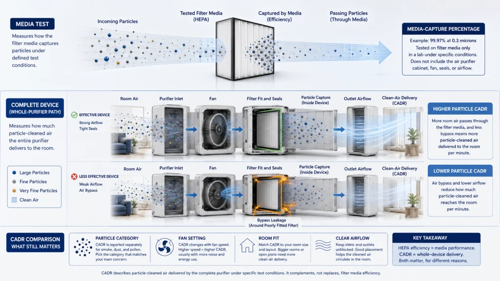 HEPA Media Efficiency vs CADR