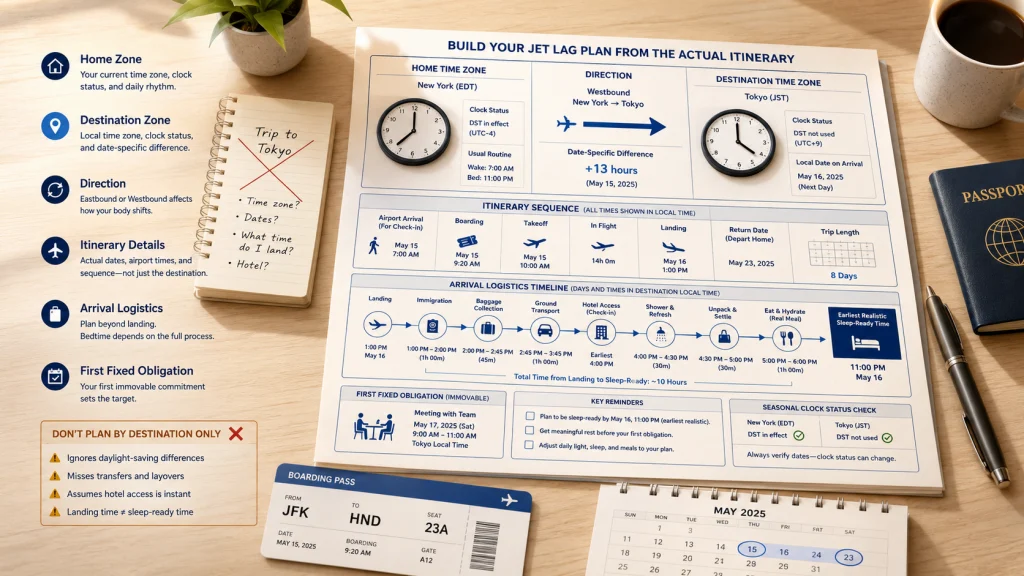 Jet Lag Itinerary Input Worksheet