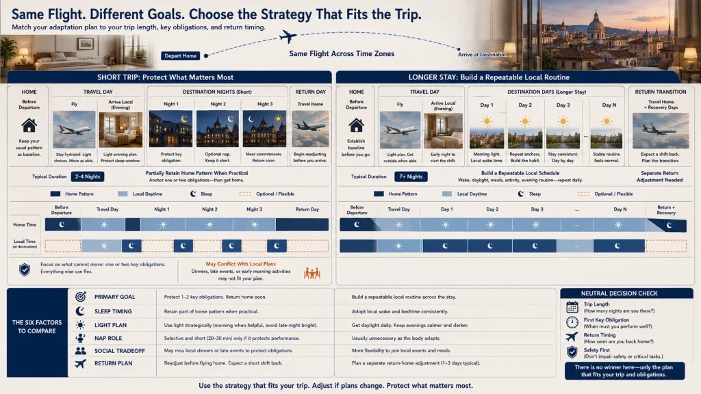 Jet Lag Short Trip vs Long Stay