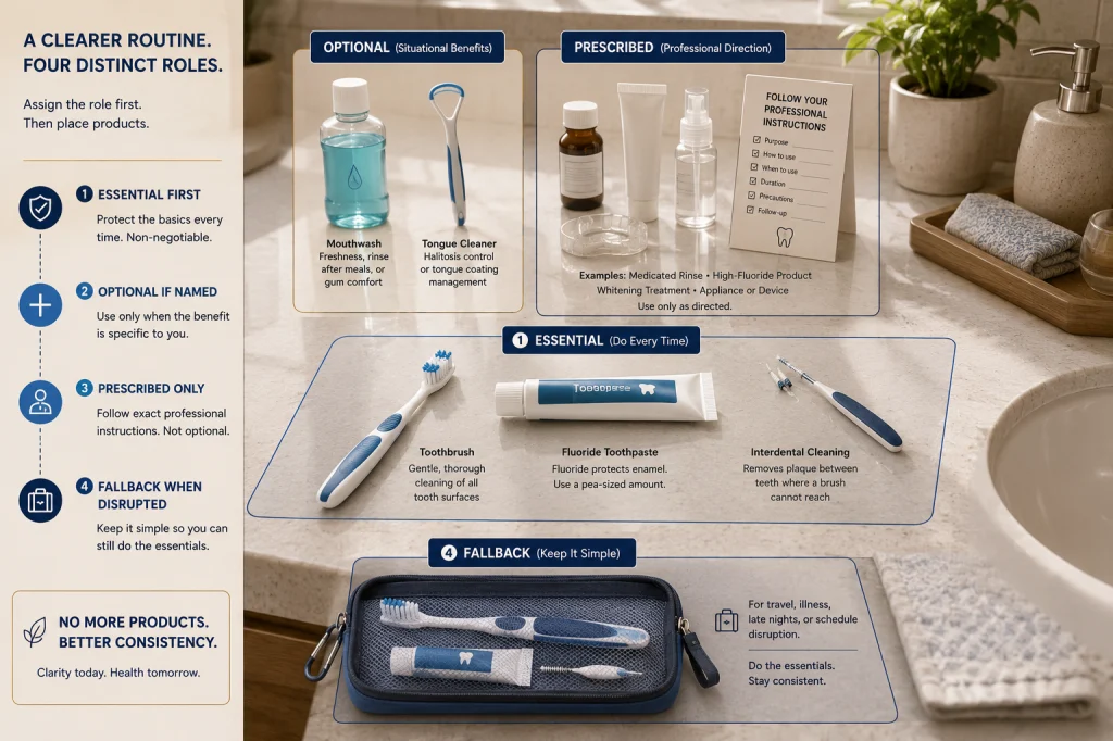 Oral Routine Essential Optional and Prescribed Layers