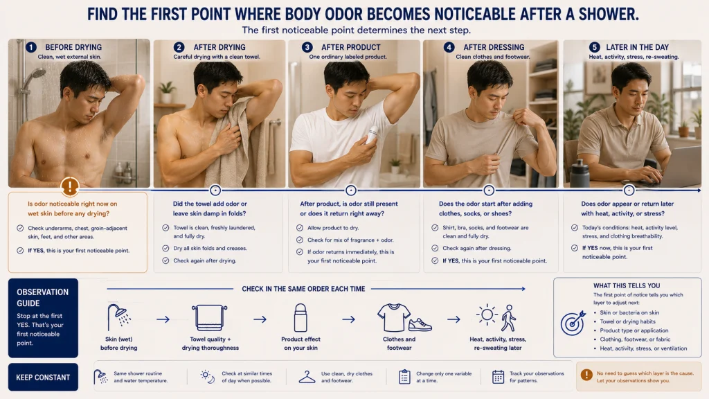 Post Shower Odor Timeline