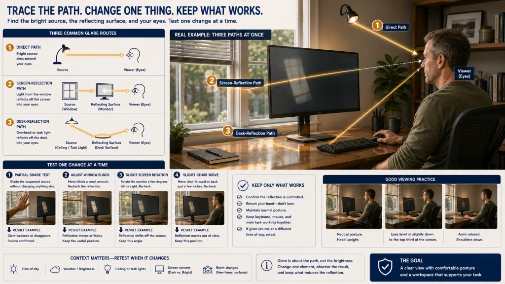 Screen Glare Source Surface Viewer Path