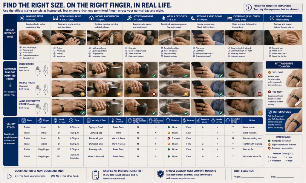 Smart Ring Finger and Full Day Fit Test