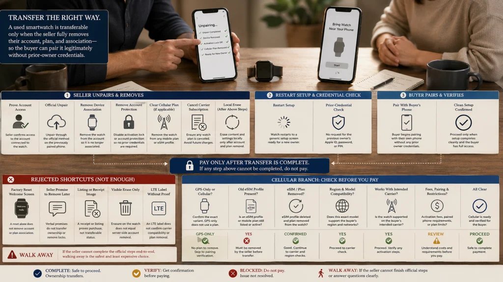 Smartwatch Ownership Transfer and Cellular Cleanup