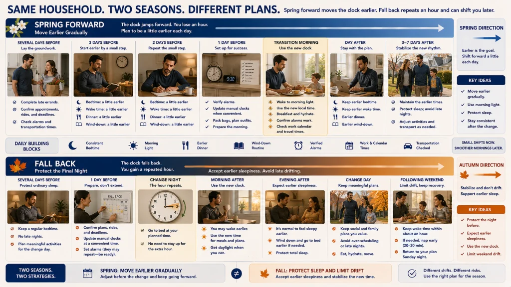 Spring Forward vs Fall Back Sleep Timelines